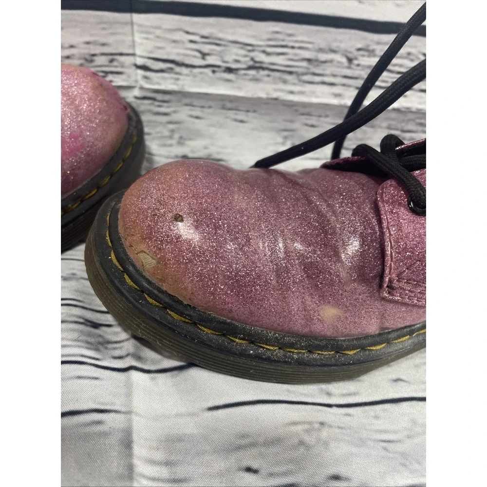 Doc Martens 1460J Combat Boots Youth Size US 5L/4M  Black‎ Pink Glitter